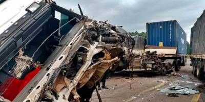 Autovia 14: cuatro camiones chocaron en cadena al Norte de Concordia.