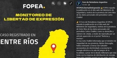 FOPEA repudia los actos intimidatorios, escraches por parte de Roncaglia y el gobierno de Entre Ros a Noticias y Hechos.