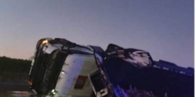 Camin volc en la autova 14 y desparram 18 toneladas de carne.