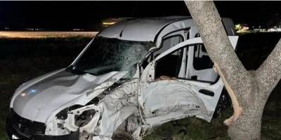 Un utilitario impact contra un rbol y el conductor qued atrapado 