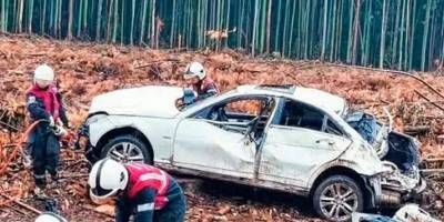 Un auto de alta gama volc tras chocar con un ciervo en la ruta provincial 130