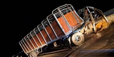 Hay dos heridos graves producto del choque frontal entre un camin con ganado y una camioneta. El trnsito es asistido en RN174