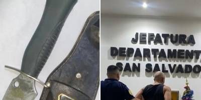 Conduc�a en estado de ebriedad, lo quiso detener la Polic�a y les sac� un cuchillo.