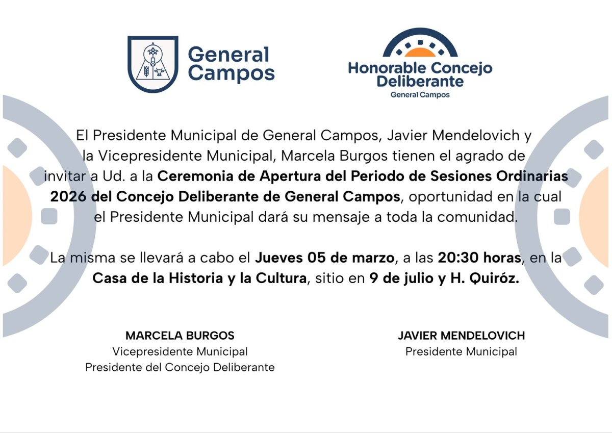 Mendelovich brindará su mensaje y dejará inauguradas las sesiones ordinarias.