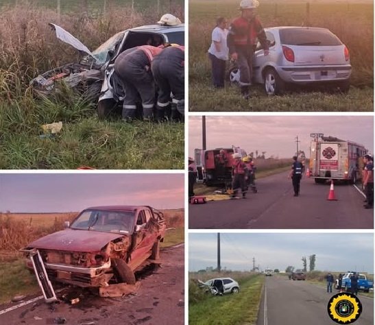 Fuerte choque frontal entre una camioneta y un auto en ruta 38.
