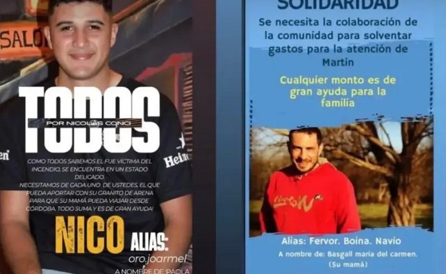 Incendio en Villaguay: piden colaboración de la comunidad para ayudar a dos de los heridos.