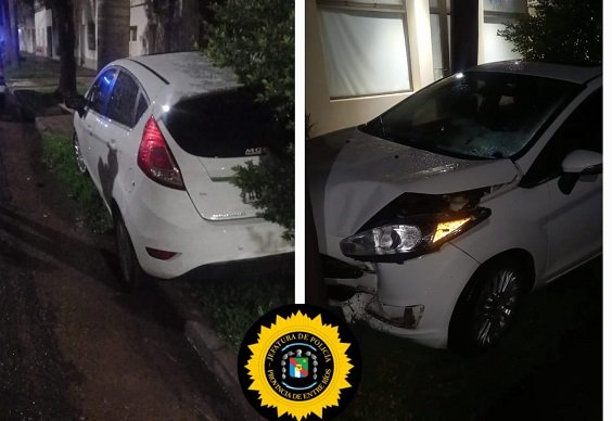 Perdió el control del auto y terminó arriba de la vereda chocando una palmera.