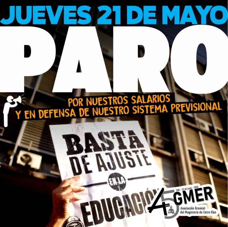 Este jueves AGMER realiza un paro.