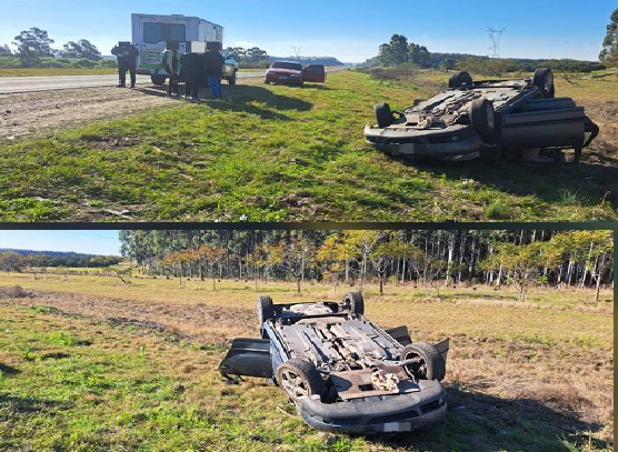 Impactante vuelco de un automóvil en la autovía 14.