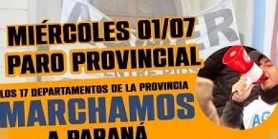 Este miércoles AGMER convoca a un paro por 24 horas.