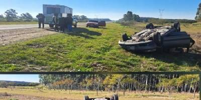 Impactante vuelco de un automóvil en la autovía 14.