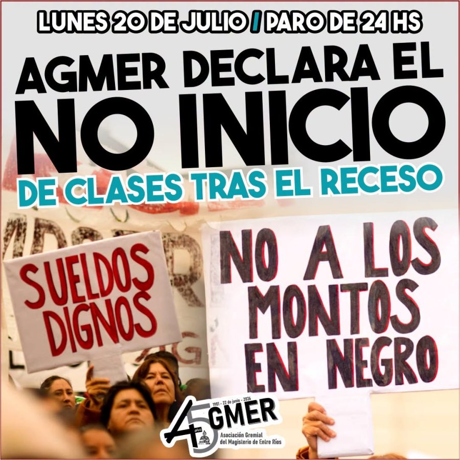 Paro docente para el próximo lunes.