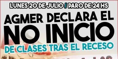Paro docente para el próximo lunes.