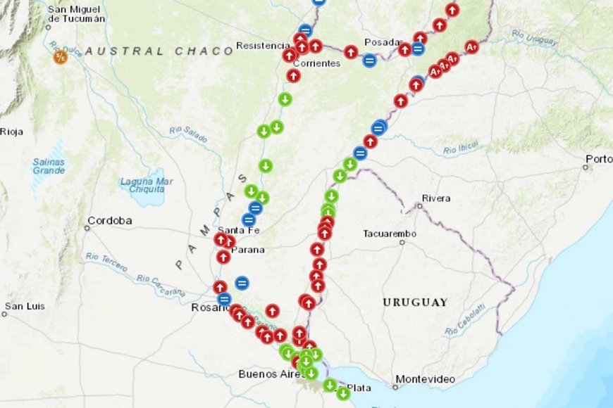 Lluvias en la cuenca alta provocaron un rápido repunte del Uruguay. Cuatro localidades alcanzaron el nivel de alerta