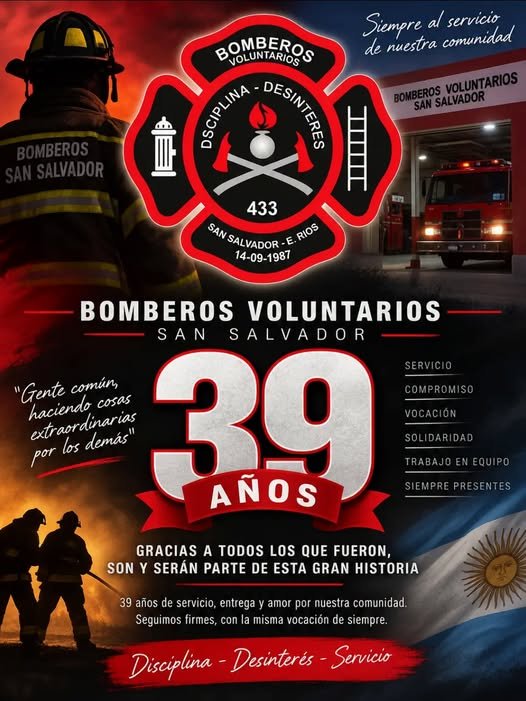 El cuartel de Bomberos Voluntarios San Salvador cumple 39 años.