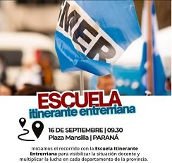 AGMER recorrerá la provincia para visibilizar los reclamos con una Escuela Itinerante.