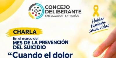 El Concejo  Deliberante organiza una charla de prevención  sobre el suicidio.
