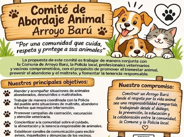 La Comuna de Arroyo Barú acompaña y apoya el compromiso con el bienestar animal.